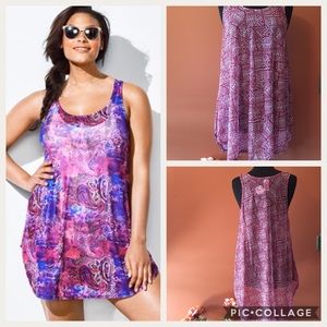 ➕ Aztec Print Mesh High-Low Tunic Coverup